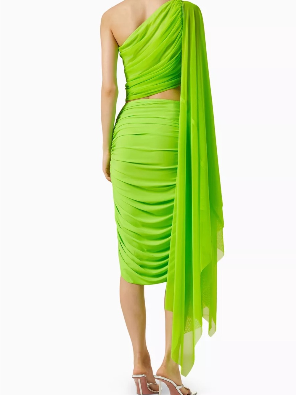 Norma Kamali Neon Diana One-Shoulder Mesh Top - Picture 3 of 11